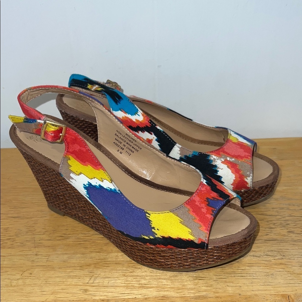 Mootsies Tootsies Moloker Multicolor Wedge Sandals 031026 Size 9M